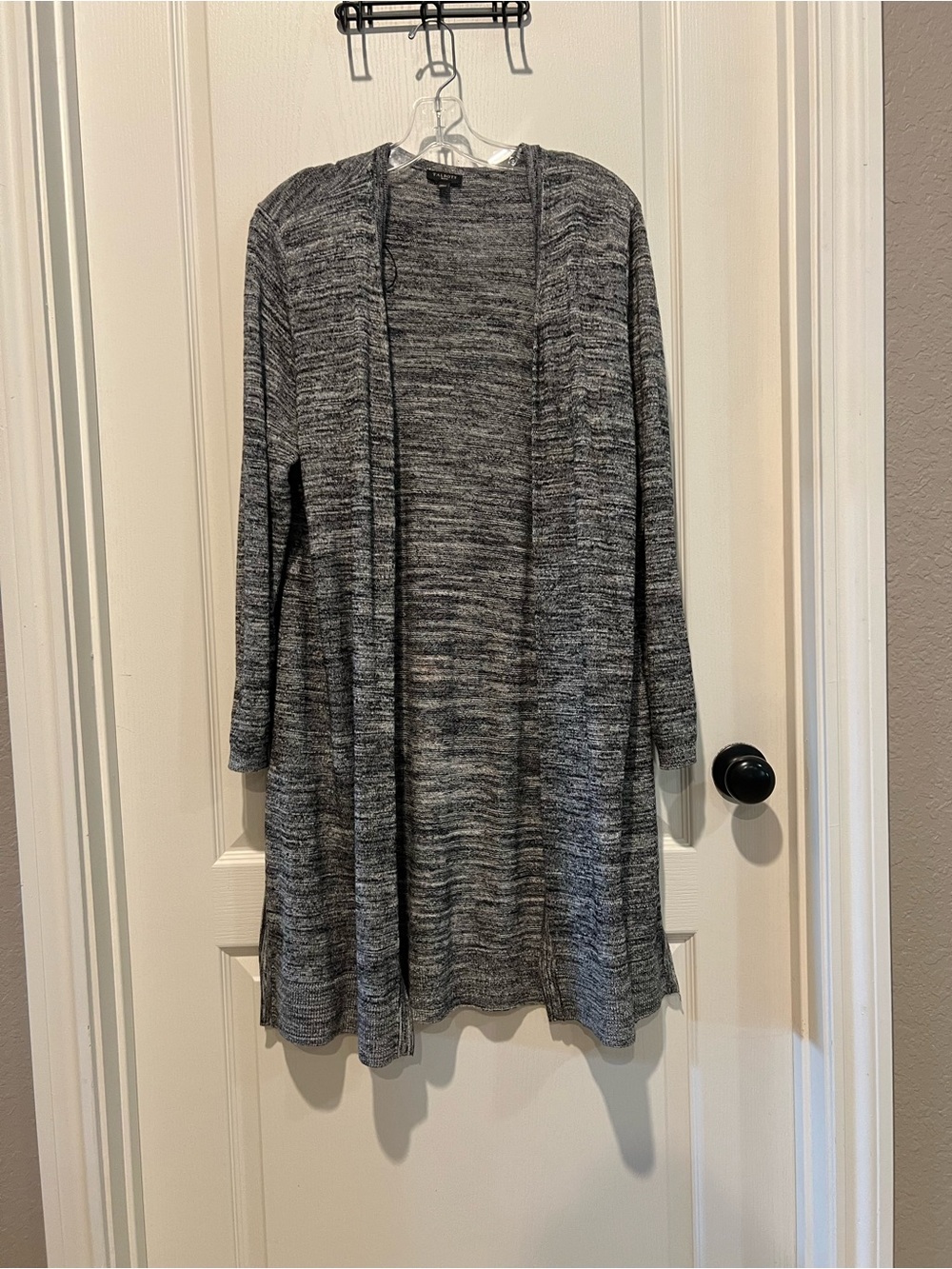 Talbots Gray Open-Front Long Cardigan